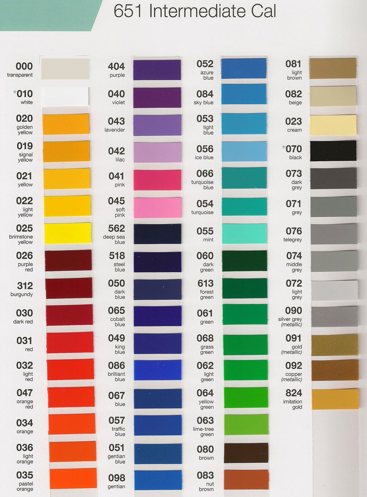 Oracal 651 Permanent Vinyl 12"X12" Sheet