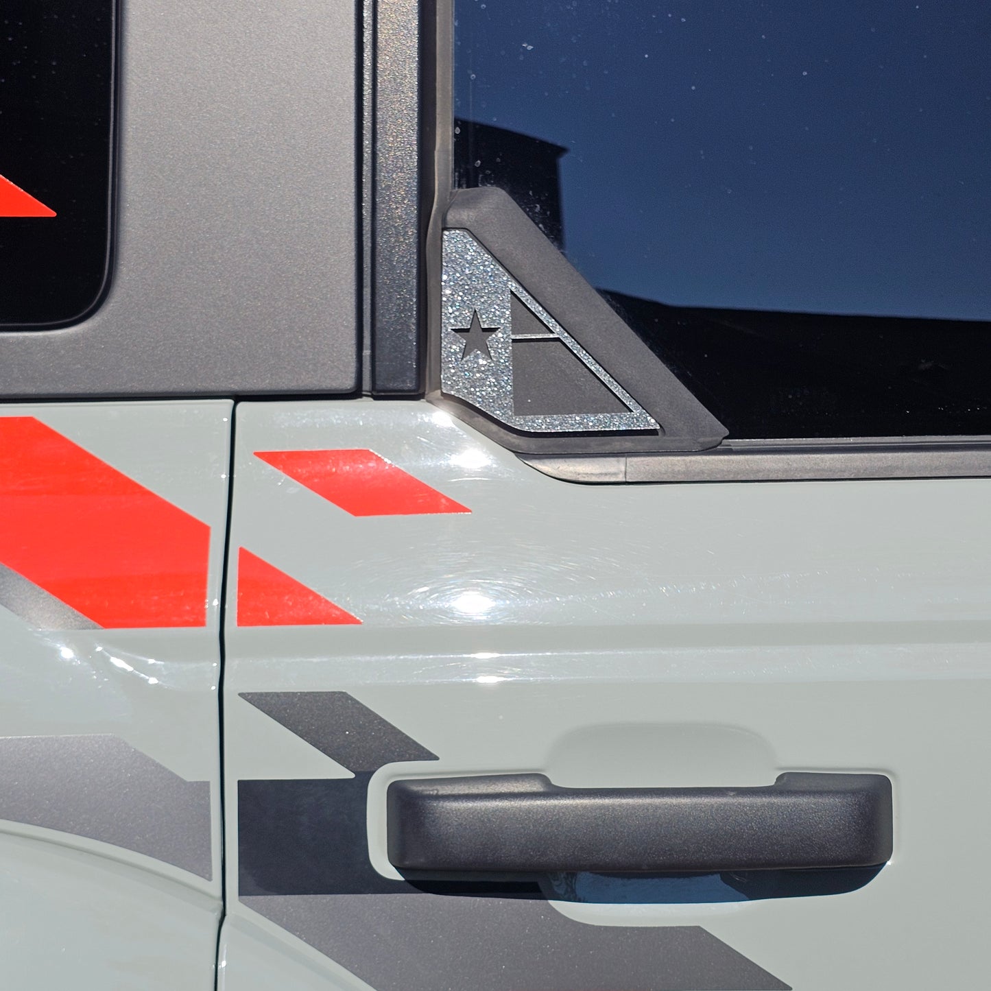 Trail Triangles™ — Custom Acrylic Rear Door Accents fits Most 2021+ Ford Bronco