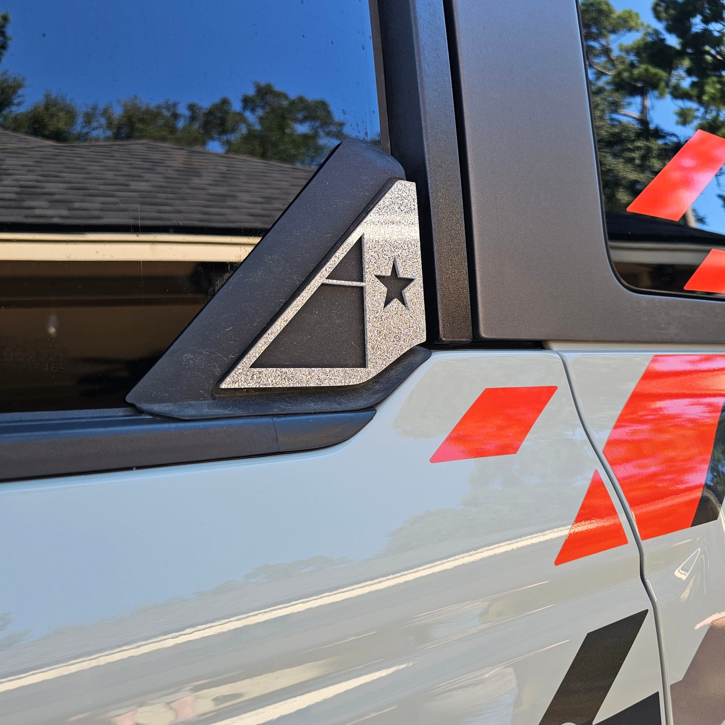 Trail Triangles™ — Custom Acrylic Rear Door Accents fits Most 2021+ Ford Bronco