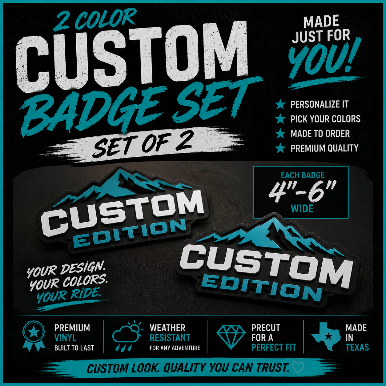 2-Color Side Group Badge Decal Set, FREE SHIPPING!