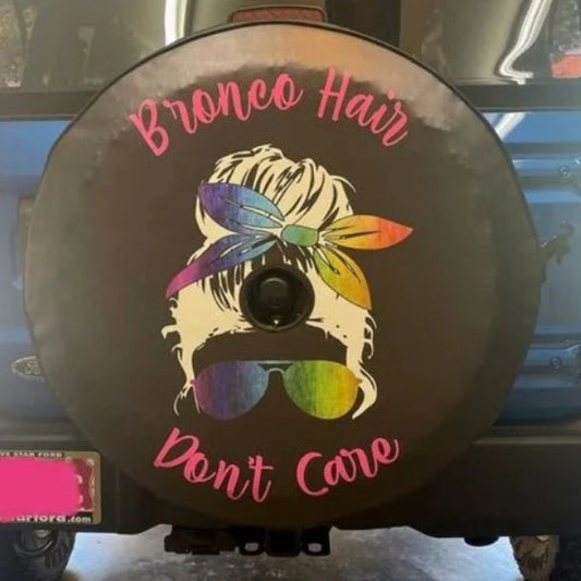 Bronco Hair Messy Bun Spare Tire Cover