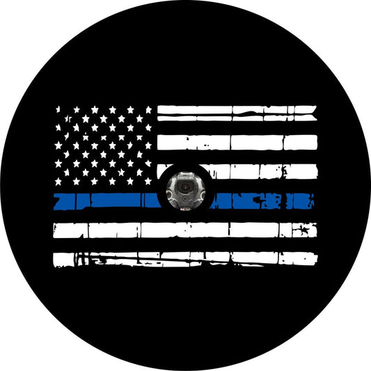 Thin Blue Line Flag Spare Tire Cover