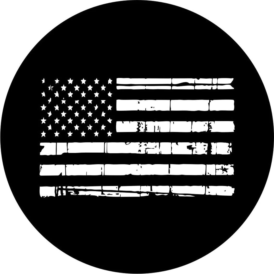 Distress US Flag Spare Tire Cover