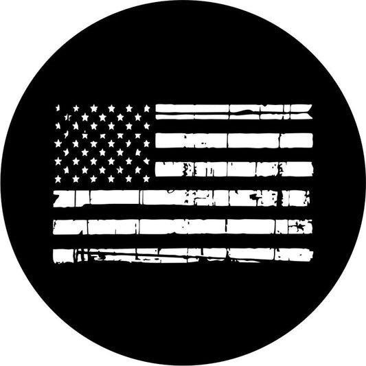 Distress US Flag Spare Tire Cover