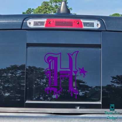 Houston Drip H Decal | H-Town Vinyl Sticker | Texans Style Gothic Letter | Car Window or Truck Decal