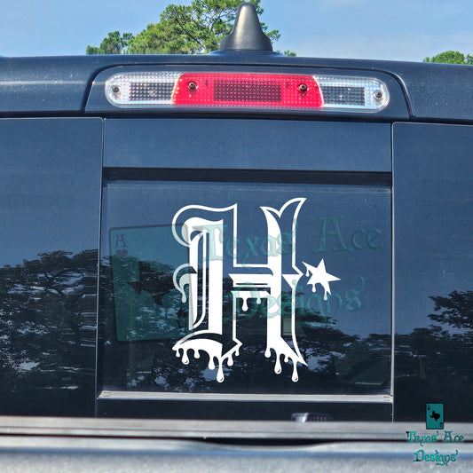 Houston Drip H Decal | H-Town Vinyl Sticker | Texans Style Gothic Letter | Car Window or Truck Decal