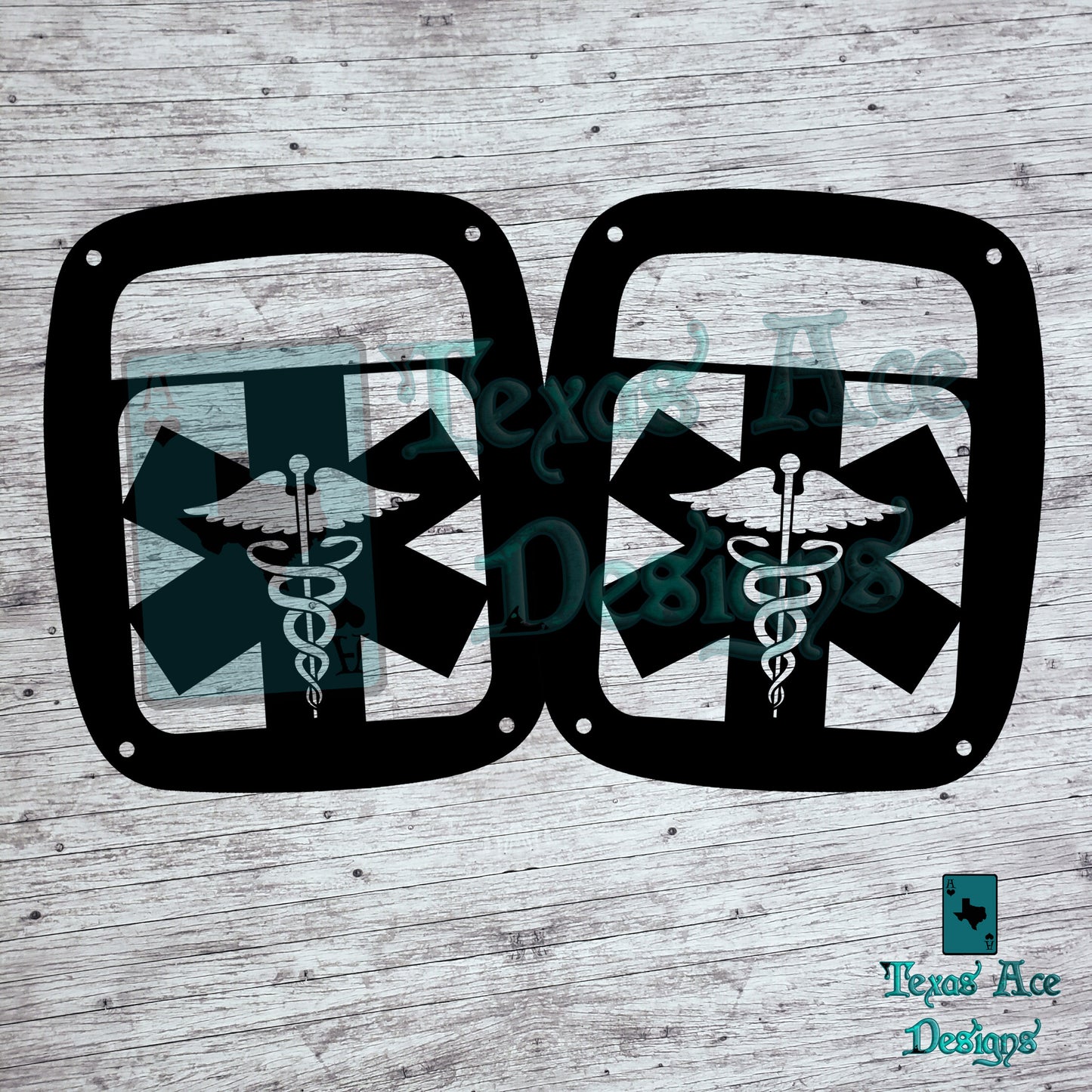 Military/First Responder Themed Tail Light Covers, Set