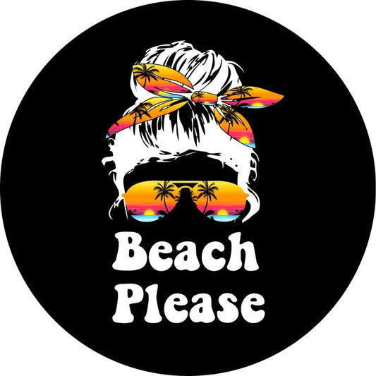 Beach Please Messy Bun Spare Tire Cover