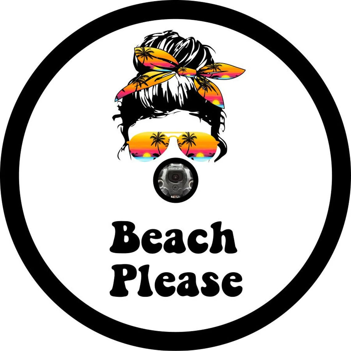Beach Please Messy Bun Spare Tire Cover