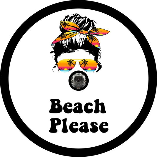Beach Please Messy Bun Spare Tire Cover