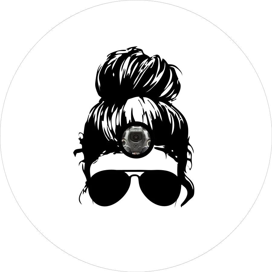 Messy Bun with Sunglasses Spare Tire Cover, Any Color