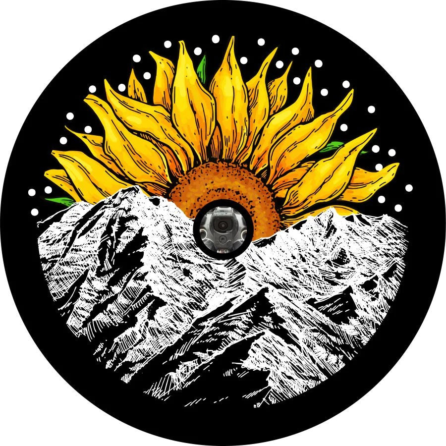 Sunflower with Mountains Spare Tire Cover