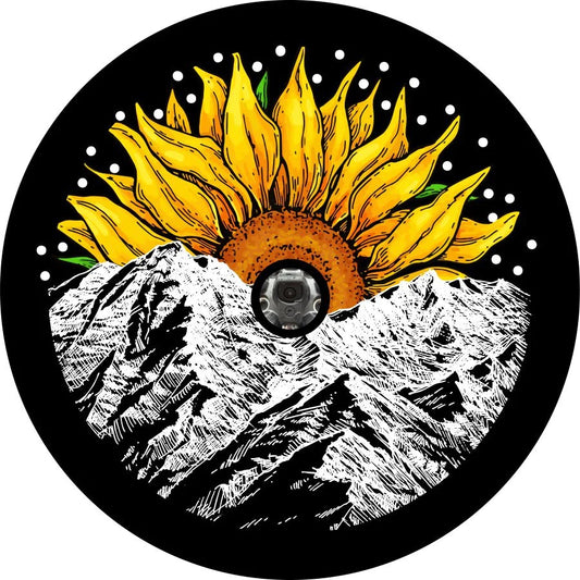 Sunflower with Mountains Spare Tire Cover