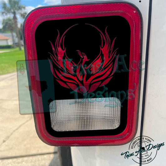 Phoenix Tail Light Covers Set | Firebird Tail Light Covers | Rising Flame Design