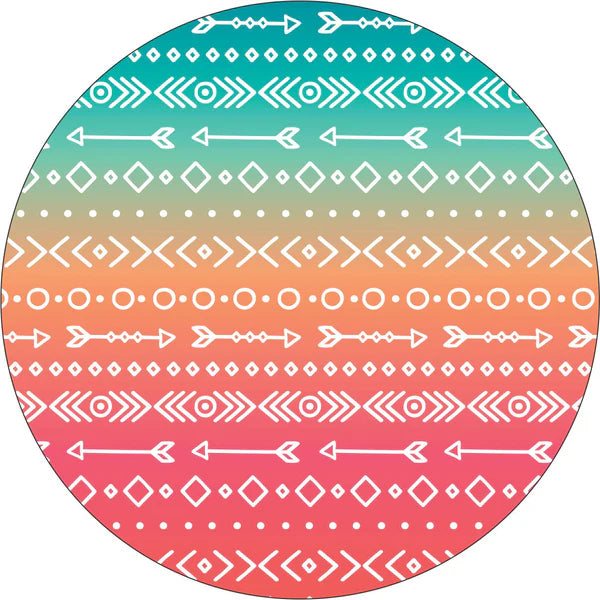 Aztec & Arrow Print on Pastel Ombre Spare Tire Cover