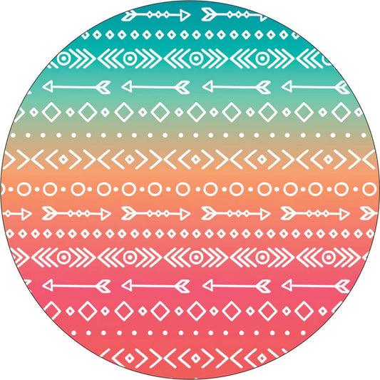 Aztec & Arrow Print on Pastel Ombre Spare Tire Cover