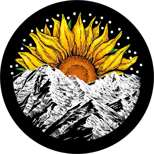Sunflower with Mountains Spare Tire Cover