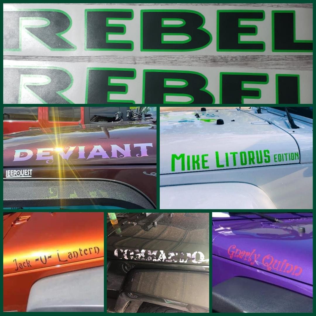 SINGLE Color Hood Name Decals, SET of 2