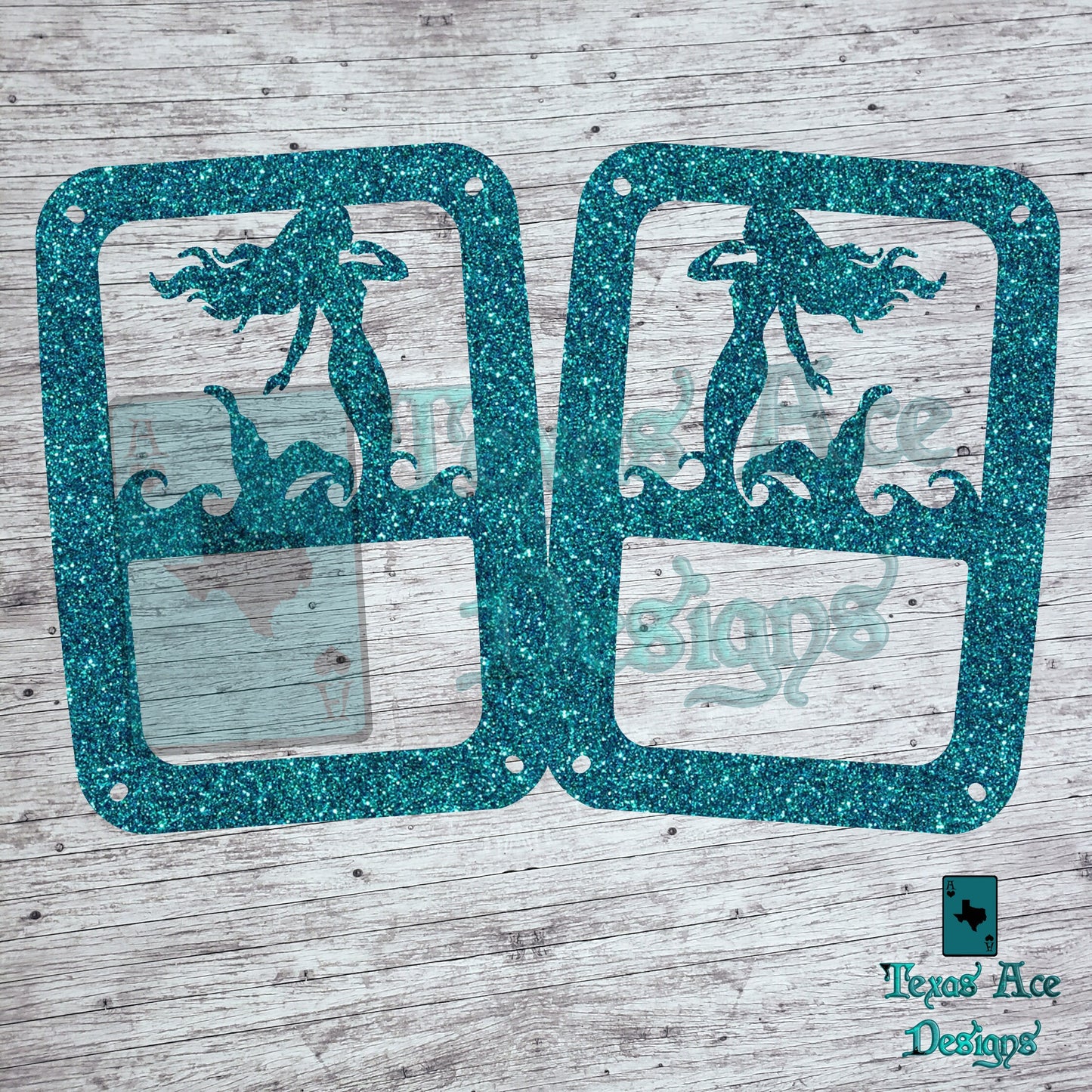 Mermaid Wave Tail Light Covers, Set