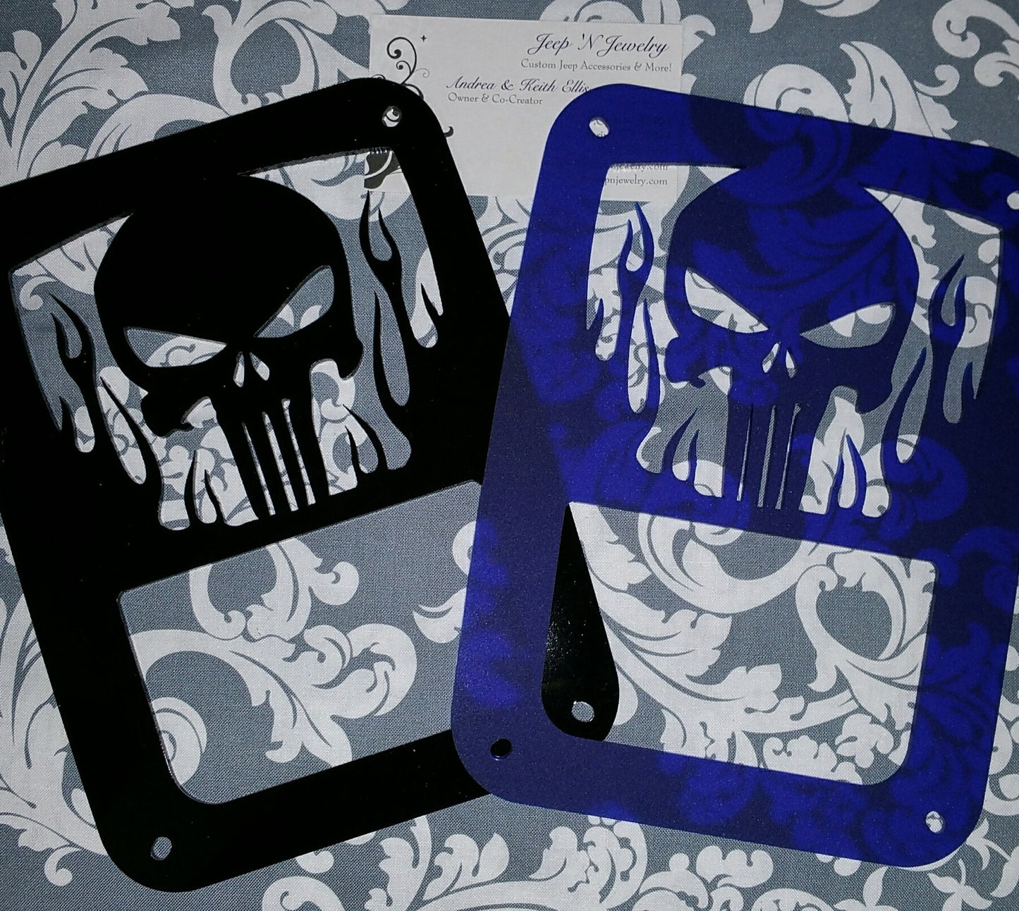 Punisher Flames Tail Light Covers, Set