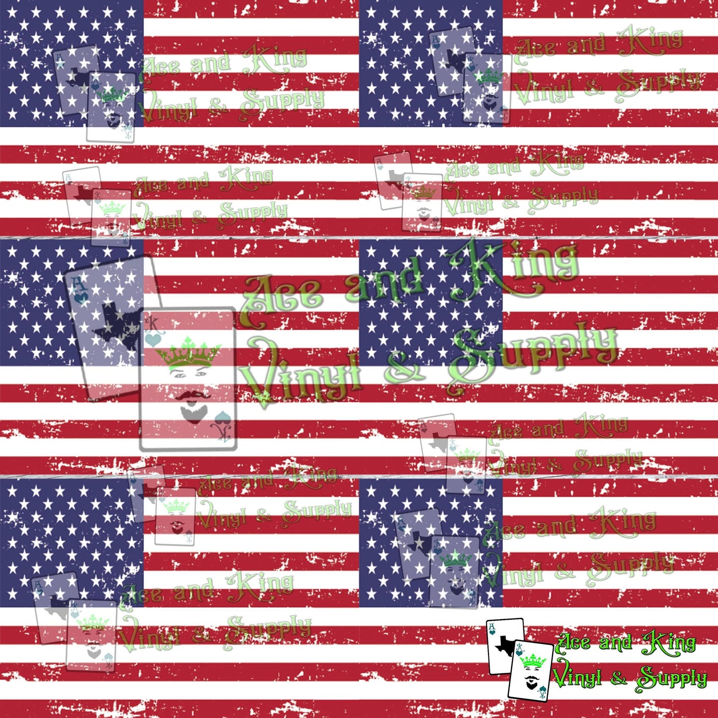 NEW LOW Price! 12"x12" Distressed Red, White and Blue US Flag Printed Vinyl Sheet