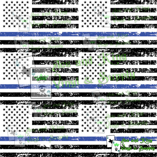 NEW LOW Price! 12"x12" Distressed Thin Blue Line US Flag Printed Vinyl Sheet