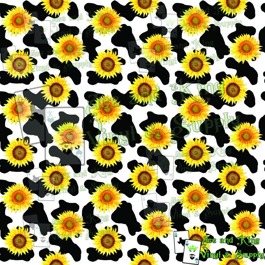NEW LOW PRICE! 12"x12" Cow Sunflower Printed Vinyl Sheet