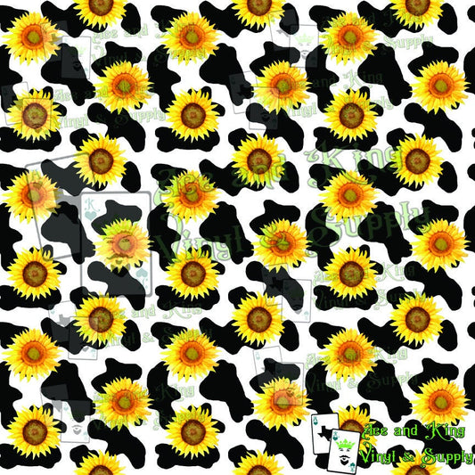 NEW LOW PRICE! 12"x12" Cow Sunflower Printed Vinyl Sheet