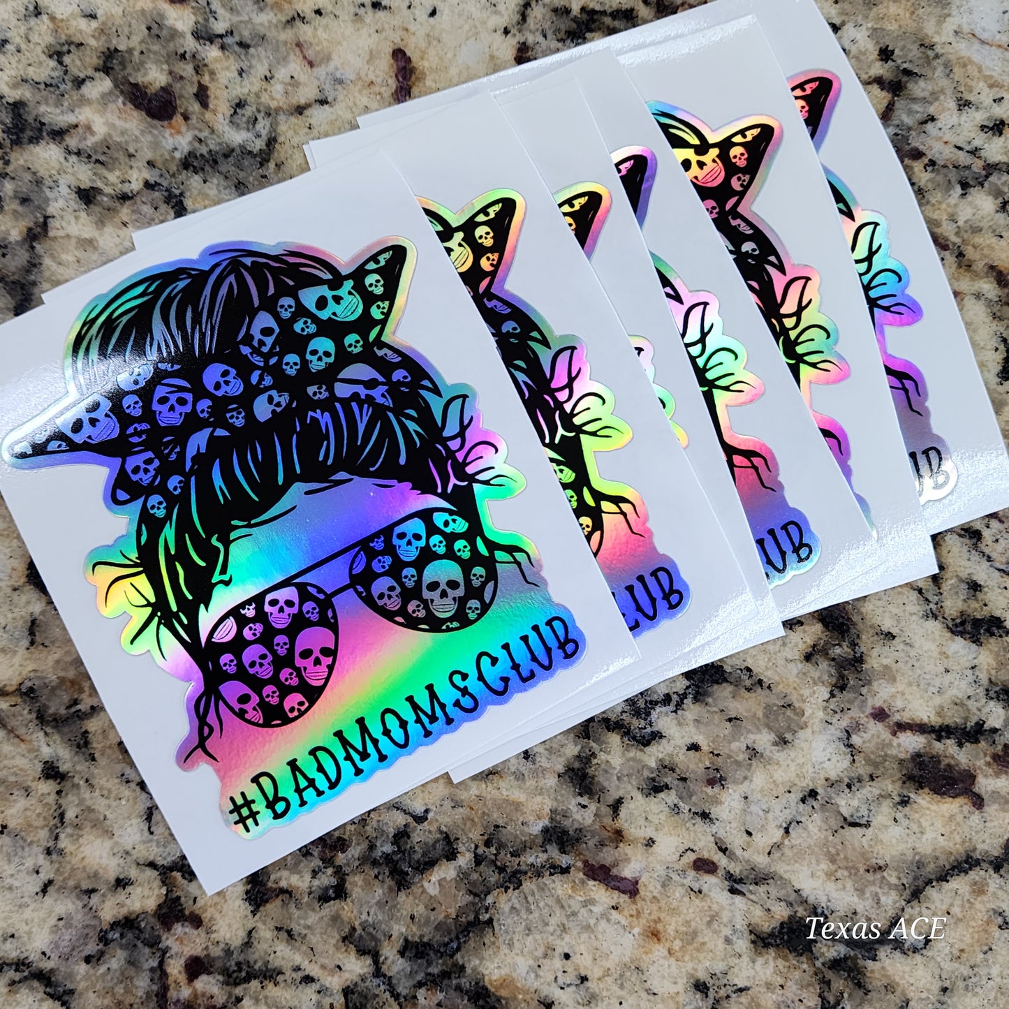 Bad Mom Messy Bun Holographic Decal