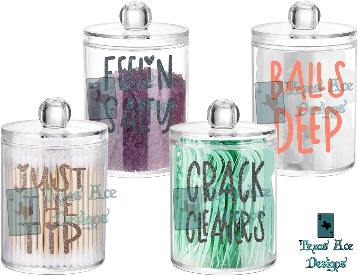 Glitter Bathroom Organizer DECALS Only, Set of 8