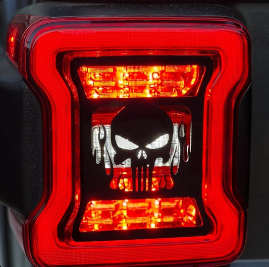 Punisher Flames Tail Light Covers, Set