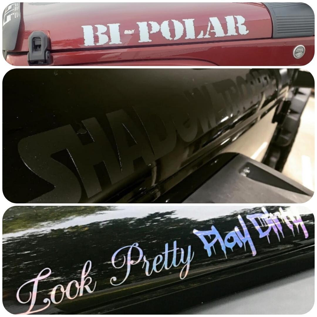 SINGLE Color Hood Name Decals, SET of 2