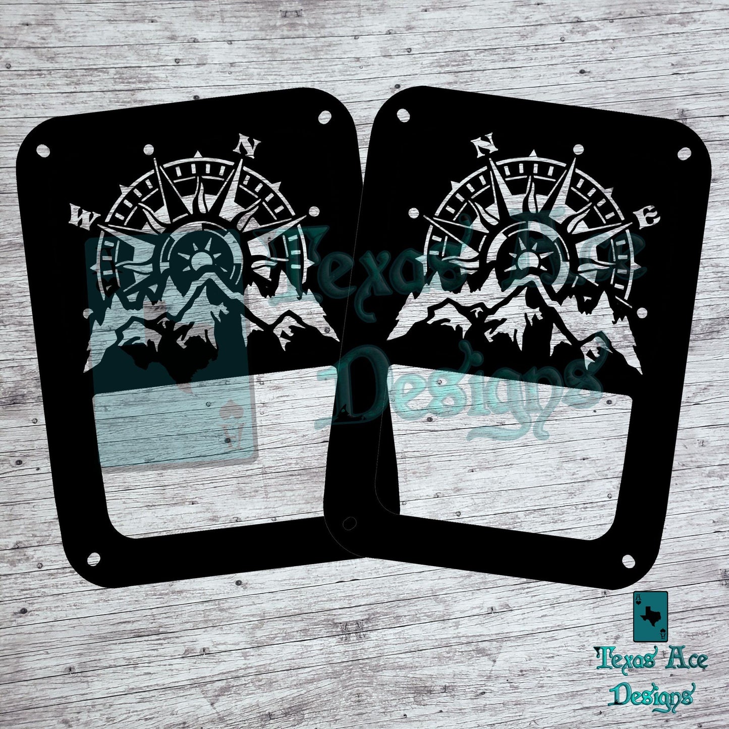 Compass Rose Mountain Tail Light Covers, Set