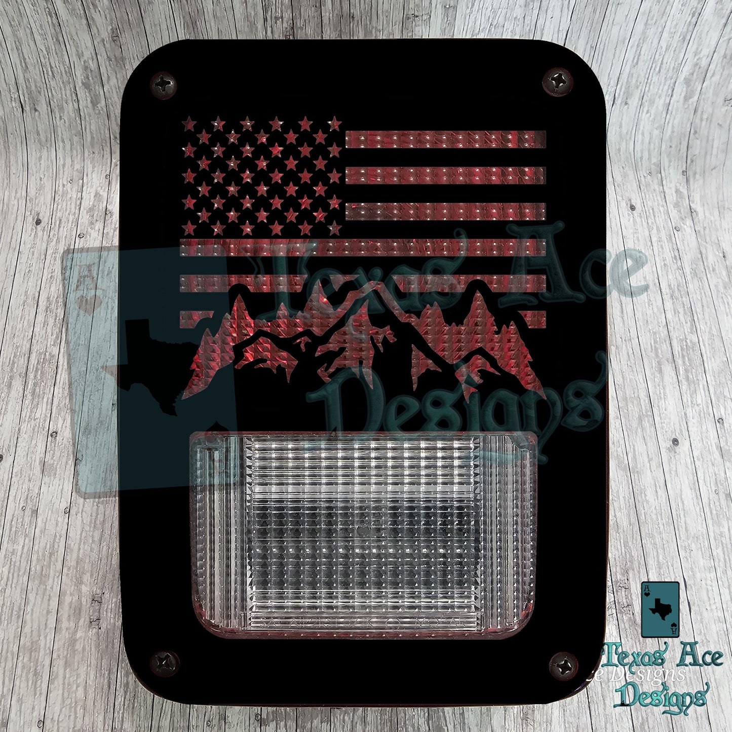 American Flag Mountain Tail Light Covers, Set