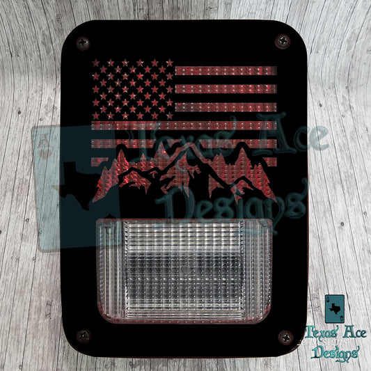 American Flag Mountain Tail Light Covers, Set