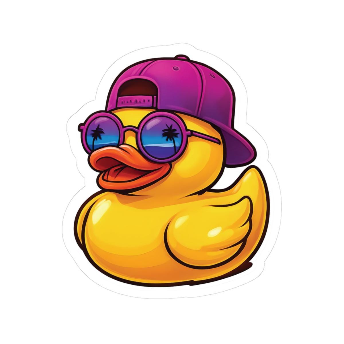 Pink Hat Rubber Duck Stickers - Fun Bright Decor for Laptops, Water Bottles, Holiday Gifts, Summer Vibes